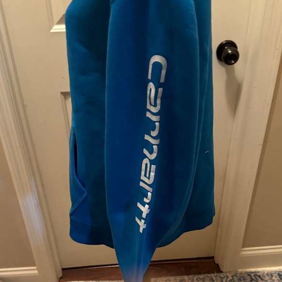 Carhartt Women’s Bright Blue Logo Pullover Hoodie - Picture 4 of 5